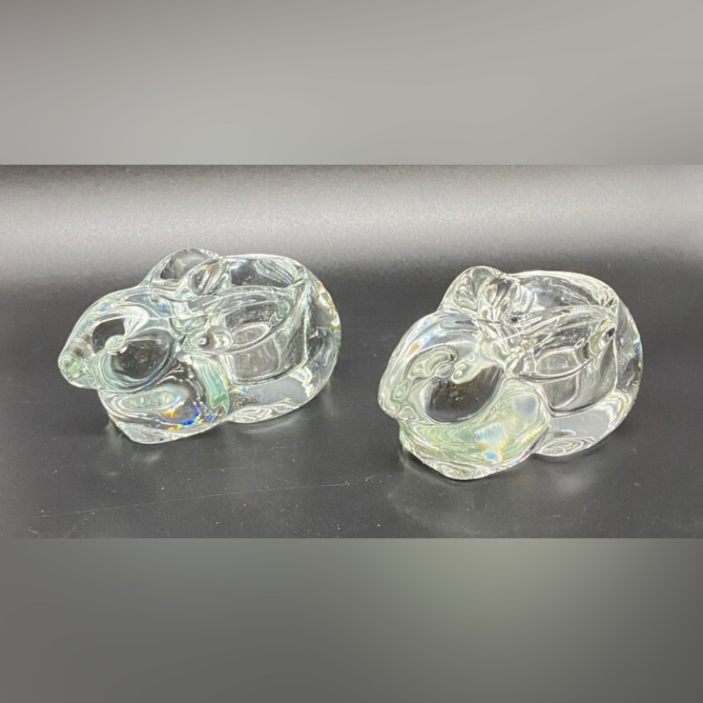 Vintage - Indiana Glass Co. - Rabbit Votive/Tealight Candle Holders - Set of Two